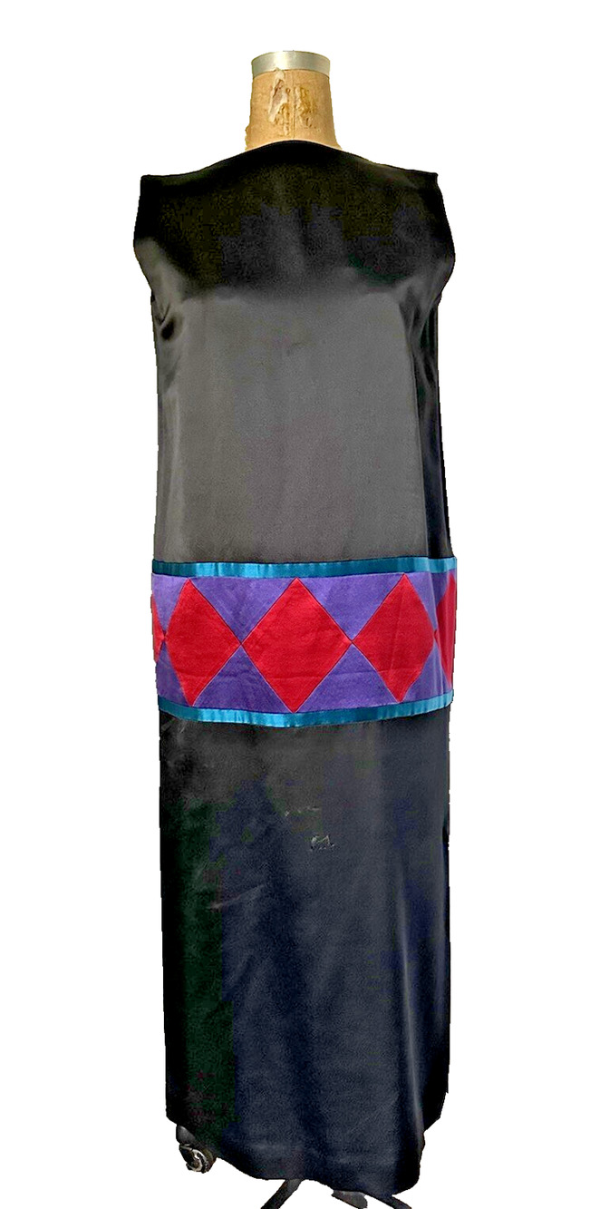 Perry Ellis Vintage Dress Wool Silk Shift Black Purple Pink Sleeveless READ S 12